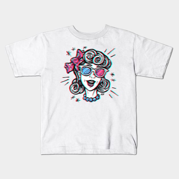2D Trudy in the Third Dimension Kids T-Shirt by BradAlbright